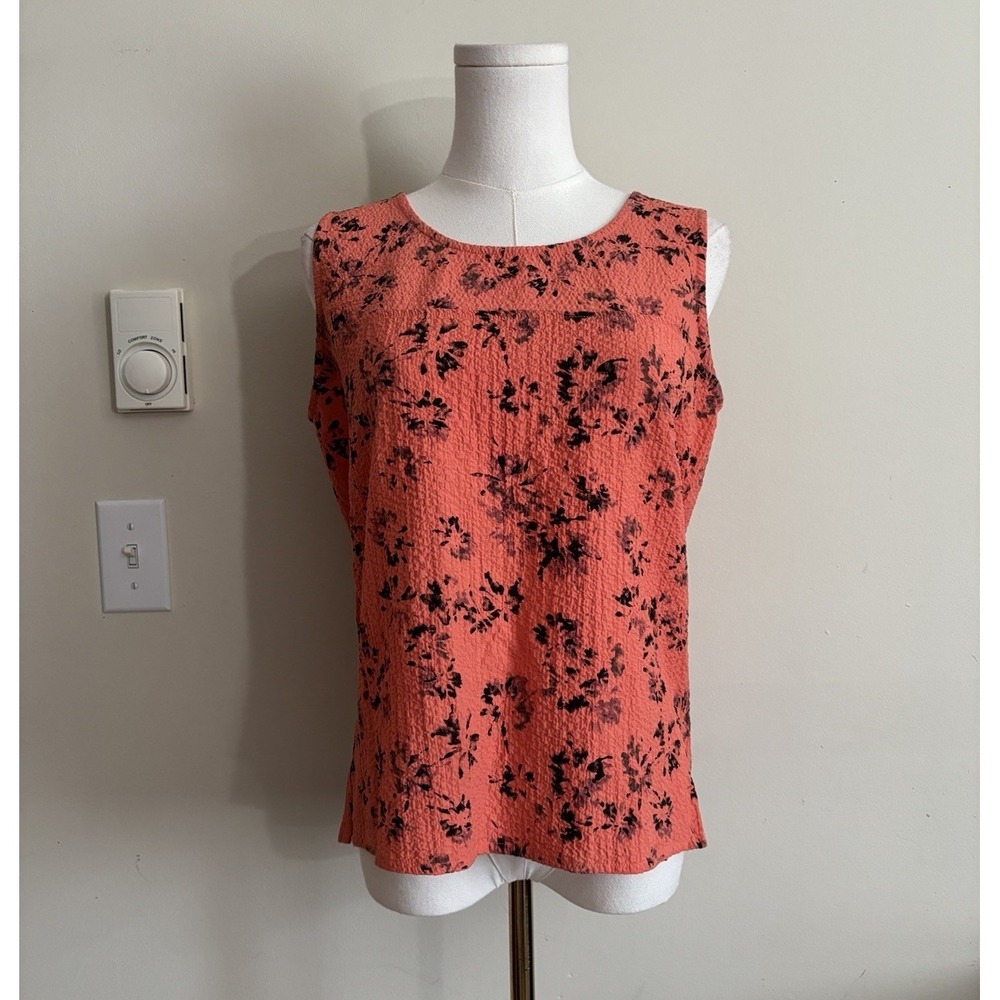 Habitat Clothing Small Tank Top Floral Cotton Orange Black Coastal Beach Summer